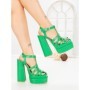 Sandale Dama cu Toc Gros si Platforma TOT-138 GREEN | L.DAY