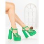 Sandale Dama cu Toc Gros si Platforma TOT-138 GREEN | L.DAY