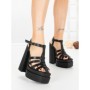 Sandale Dama cu Toc Gros si Platforma TOT-138 BLACK | L.DAY