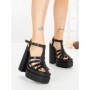 Sandale Dama cu Toc Gros si Platforma TOT-138 BLACK | L.DAY