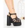 Sandale Dama cu Toc Gros si Platforma TOT-138 BLACK | L.DAY