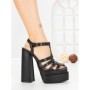Sandale Dama cu Toc Gros si Platforma TOT-138 BLACK | L.DAY