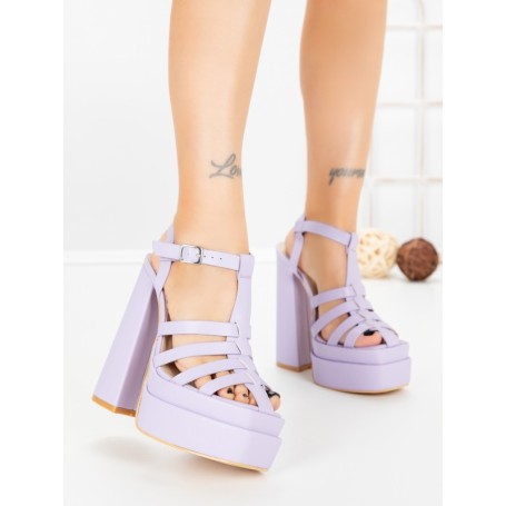 Sandale Dama cu Toc Gros si Platforma TOT-138 PURPLE | L.DAY