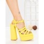 Sandale Dama cu Toc Gros si Platforma TOT-138 YELLOW | L.DAY