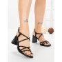 Sandale Dama cu Toc Gros S-132 BLACK | ABLOOM