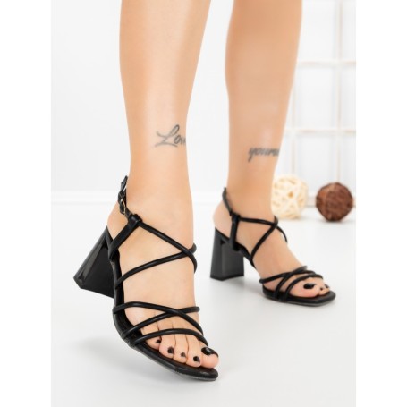 Sandale Dama cu Toc Gros S-132 BLACK | ABLOOM