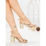 Sandale Dama cu Toc Gros S-136 GOLD | ABLOOM