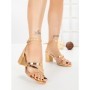 Sandale Dama cu Toc Gros S-136 CHAMPAGNE | ABLOOM