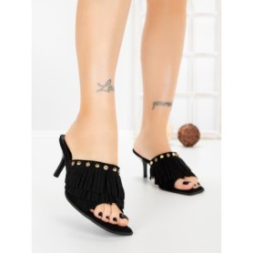 Papuci Dama cu Toc Subtire L6-95-1 BLACK | ABLOOM
