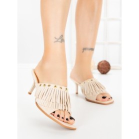 Papuci Dama cu Toc Subtire L6-95-2 BEIGE | ABLOOM