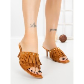 Papuci Dama cu Toc Subtire L6-95-3 CAMEL | ABLOOM
