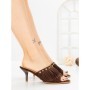 Papuci Dama cu Toc Subtire L6-95-4 BROWN | ABLOOM