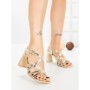 Sandale Dama cu Toc Gros S-142 GOLD | ABLOOM