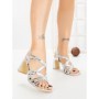 Sandale Dama cu Toc Gros S-142 SILVER | ABLOOM