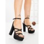 Sandale Dama cu Toc Gros si Platforma K697 BLACK | ABLOOM