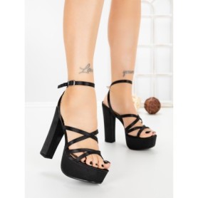 Sandale Dama cu Toc Gros si Platforma K697 BLACK | ABLOOM