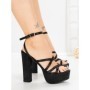 Sandale Dama cu Toc Gros si Platforma K697 BLACK | ABLOOM