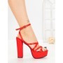 Sandale Dama cu Toc Gros si Platforma K697 RED | ABLOOM