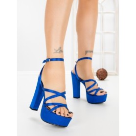 Sandale Dama cu Toc Gros si Platforma K697 BLUE | ABLOOM