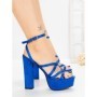 Sandale Dama cu Toc Gros si Platforma K697 BLUE | ABLOOM
