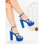 Sandale Dama cu Toc Gros si Platforma K697 BLUE | ABLOOM