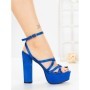 Sandale Dama cu Toc Gros si Platforma K697 BLUE | ABLOOM