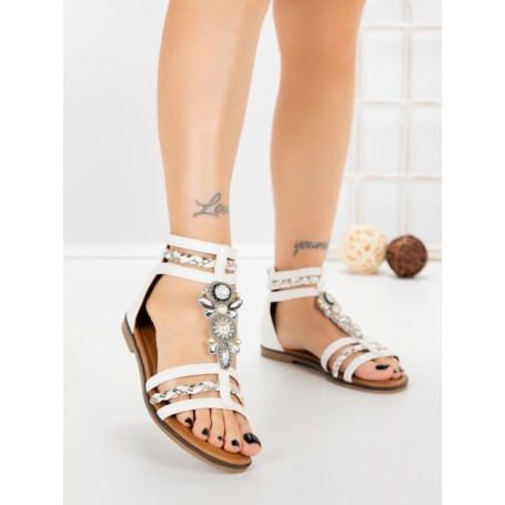 Sandale Dama cu Talpa Joasa SY1086 WHITE | ABLOOM