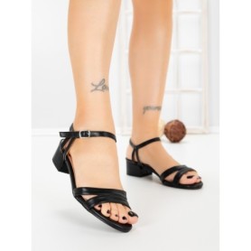 Sandale Dama cu Toc Gros LL-04 BLACK | FESTISIMO
