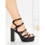 Sandale Dama cu Toc Gros si Platforma Y328-52 BLACK | FESTISIMO