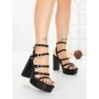 Sandale Dama cu Toc Gros si Platforma Y328-52 BLACK | FESTISIMO