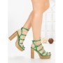 Sandale Dama cu Toc Gros si Platforma Y328-52 GREEN | FESTISIMO