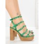 Sandale Dama cu Toc Gros si Platforma Y328-52 GREEN | FESTISIMO