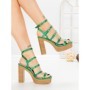 Sandale Dama cu Toc Gros si Platforma Y328-52 GREEN | FESTISIMO