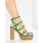 Sandale Dama cu Toc Gros si Platforma Y328-52 GREEN | FESTISIMO