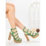 Sandale Dama cu Toc Gros si Platforma Y328-52 GREEN | FESTISIMO