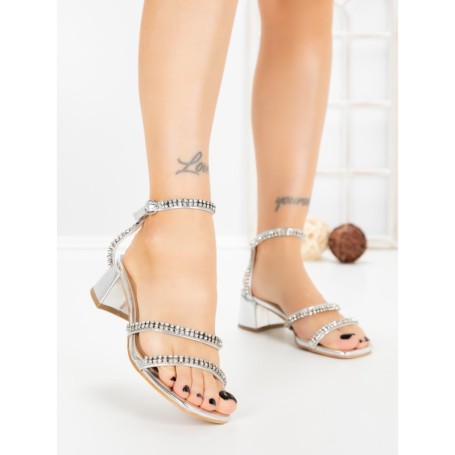 Sandale Dama cu Toc Gros Y328-54 SILVER | FESTISIMO