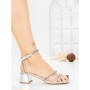 Sandale Dama cu Toc Gros Y328-54 SILVER | FESTISIMO