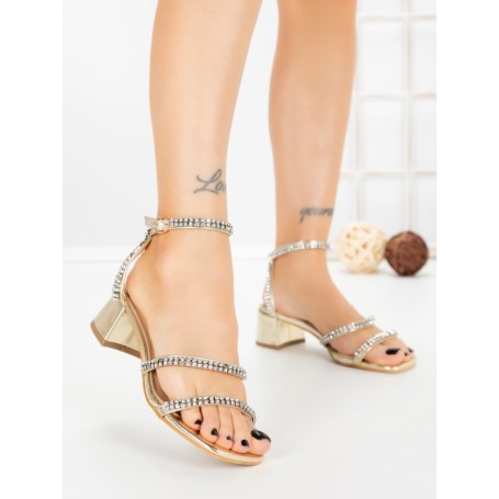 Sandale Dama cu Toc Gros Y328-54 GOLD | FESTISIMO