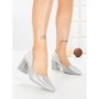 Pantofi cu Toc Gros G60-11 SILVER | FESTISIMO