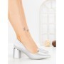 Pantofi cu Toc Gros G60-11 SILVER | FESTISIMO