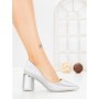 Pantofi cu Toc Gros G60-11 SILVER | FESTISIMO