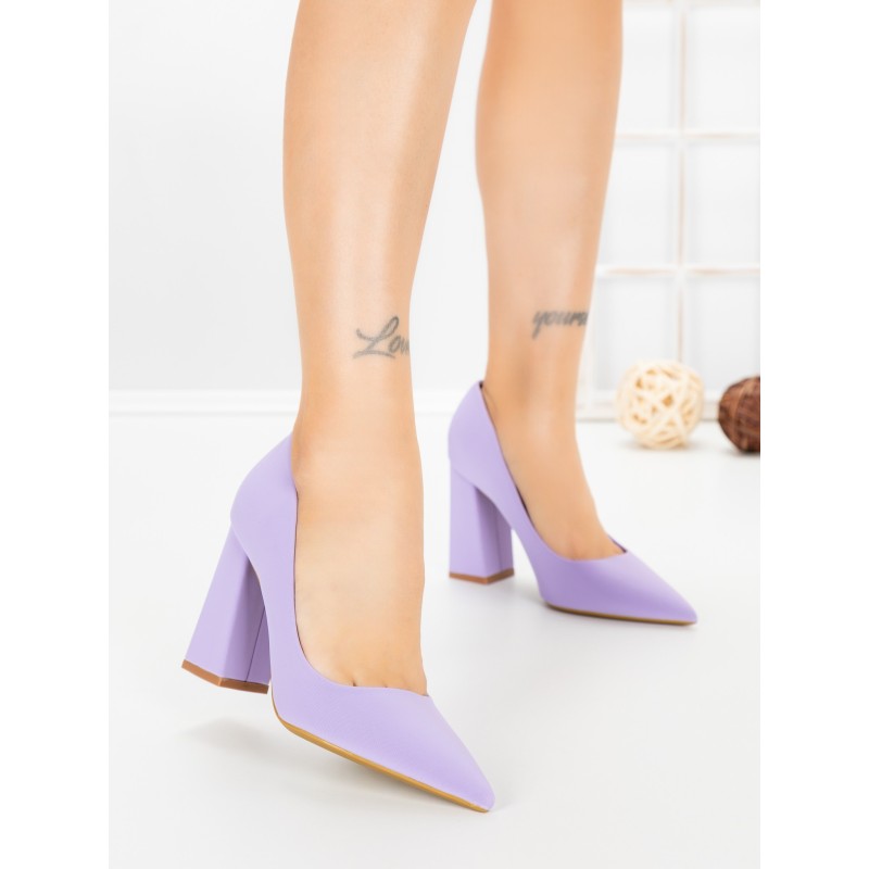 Pantofi cu Toc Gros G60-10 PURPLE | FESTISIMO