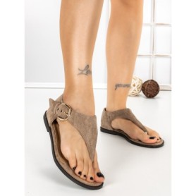 Sandale Dama cu Talpa Joasa 5LE58 KHAKI | MEI