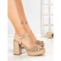 Sandale Dama cu Toc Gros 5LE78 BEIGE | MEI