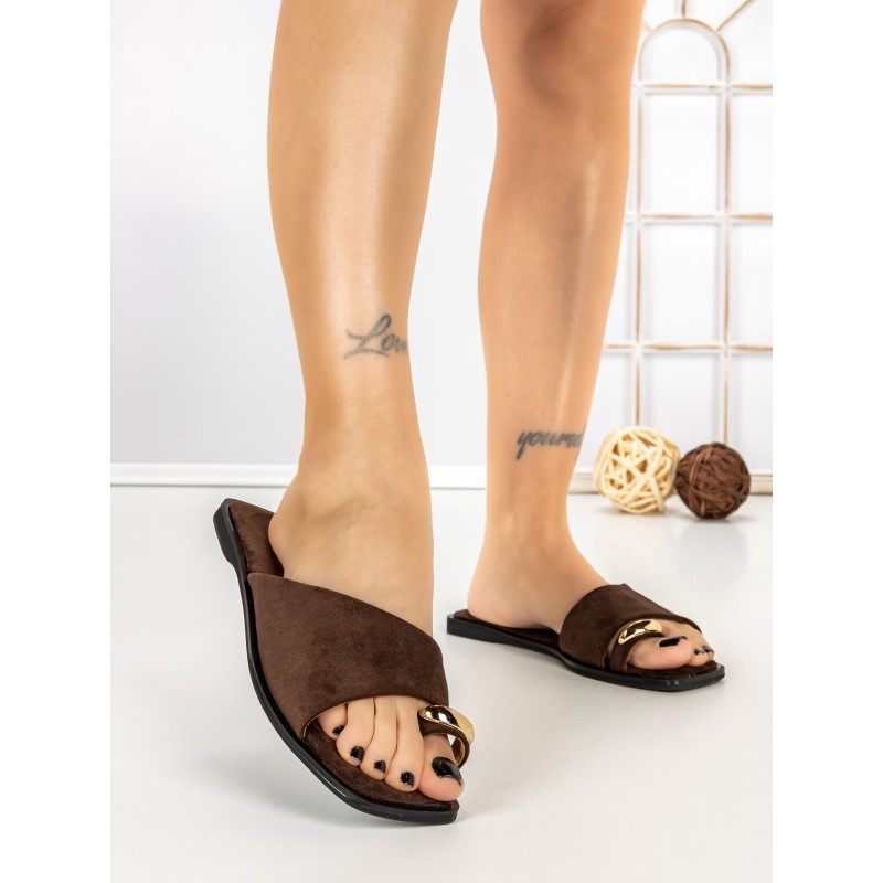 Papuci Dama cu Talpa Joasa 5LE79 BROWN | MEI