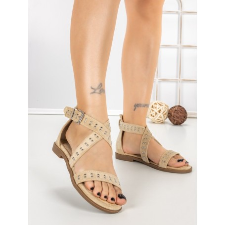 Sandale Dama cu Talpa Joasa 5LE27 BEIGE | MEI