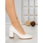 Pantofi cu Toc Gros XKK251A WHITE | MEI