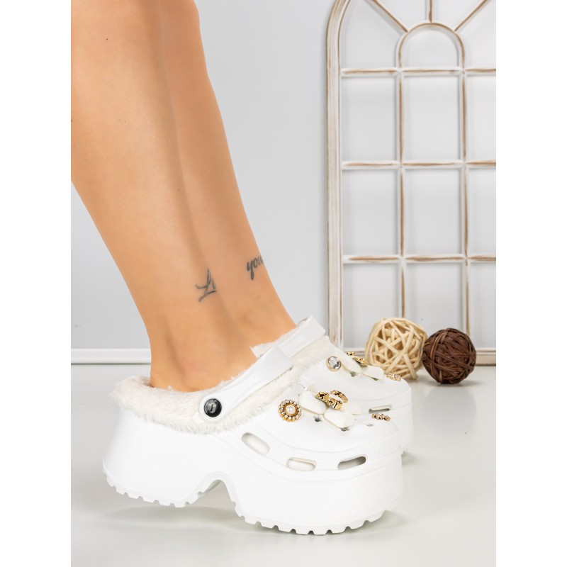 Papuci Dama cu Platforma F63 WHITE | L.DAY