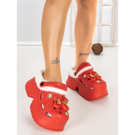 Papuci Dama cu Platforma F63 RED | L.DAY