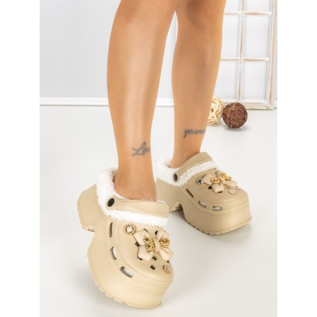 Papuci Dama cu Platforma F63 BEIGE | L.DAY